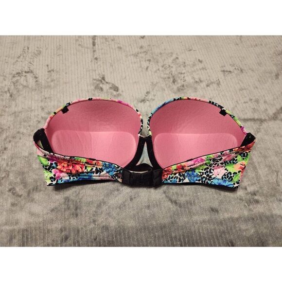 Victoria's Secret PINK Strapless Push Up Bra Size 34D Leopard Floral - Picture 2 of 4